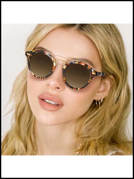 Polarized UV Protection Retro Double Bridge Sunglasses